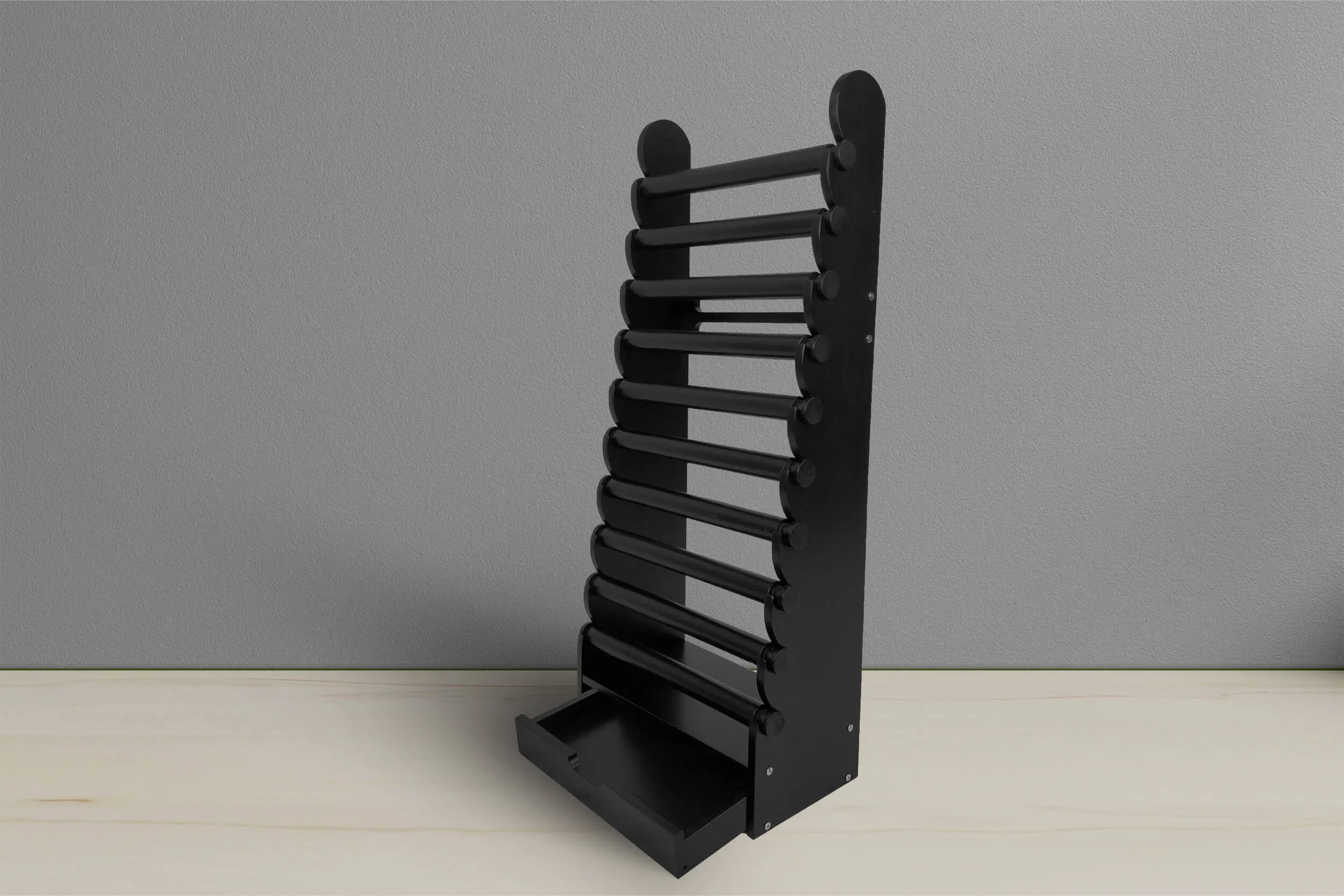 the black 10-tier bracelet display — view 9