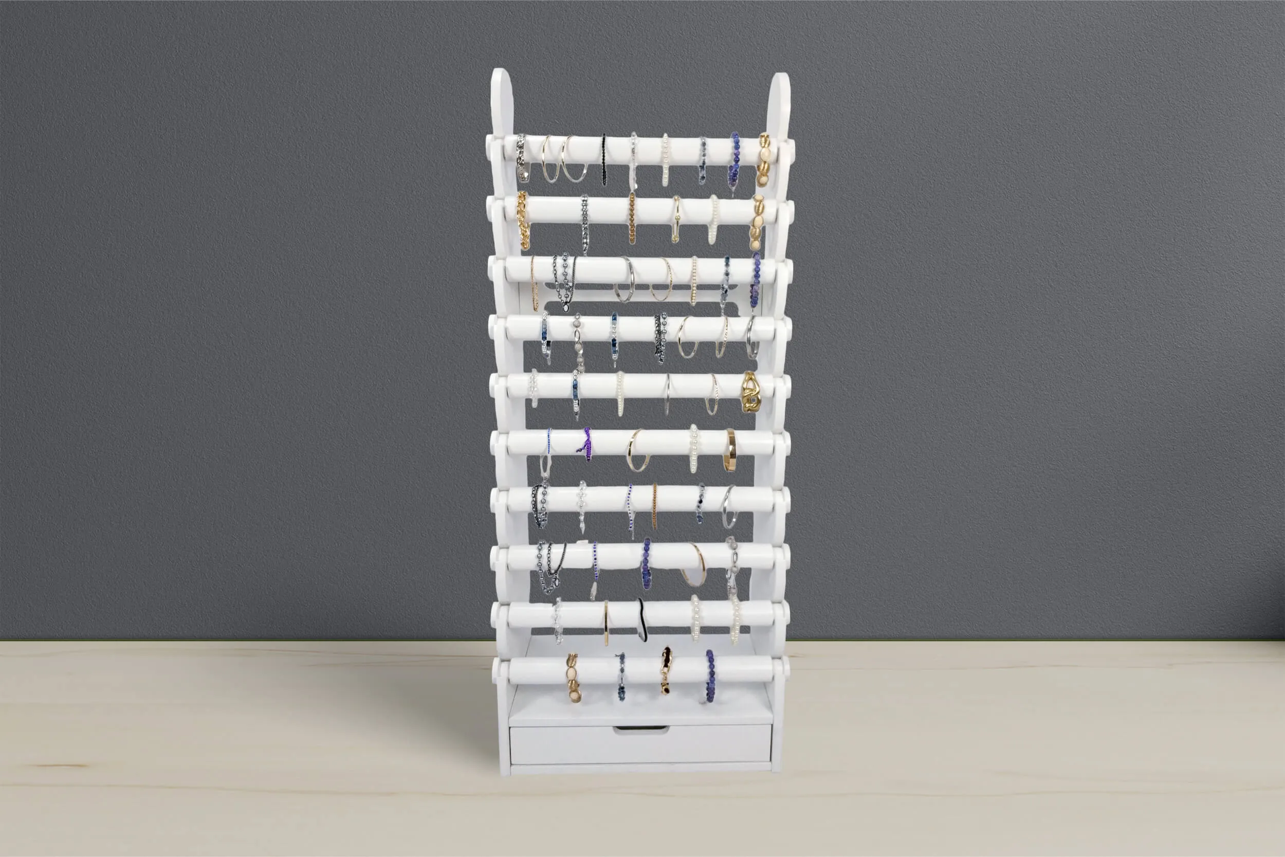 the white 10-tier bracelet display — view 23
