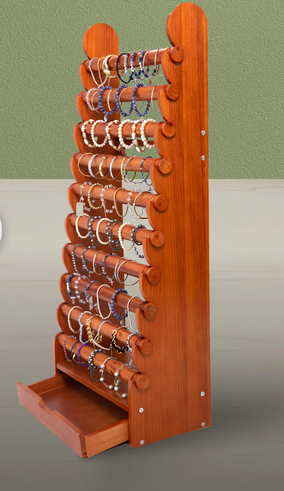 the light wood 10-tier bracelet display — view 15